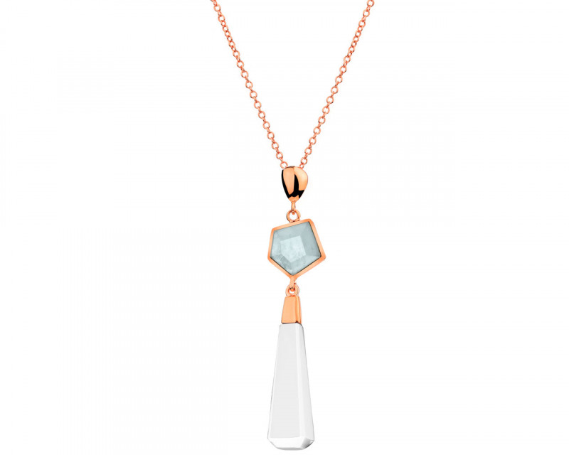 Gold-Plated Brass Necklace with Aquamarine