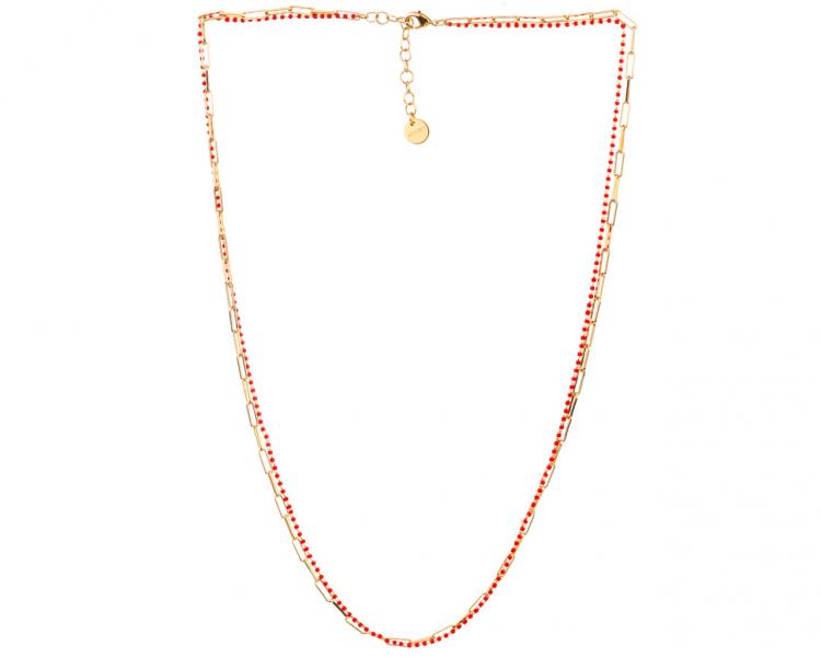 Gold-Plated Bronze Necklace with Crystal