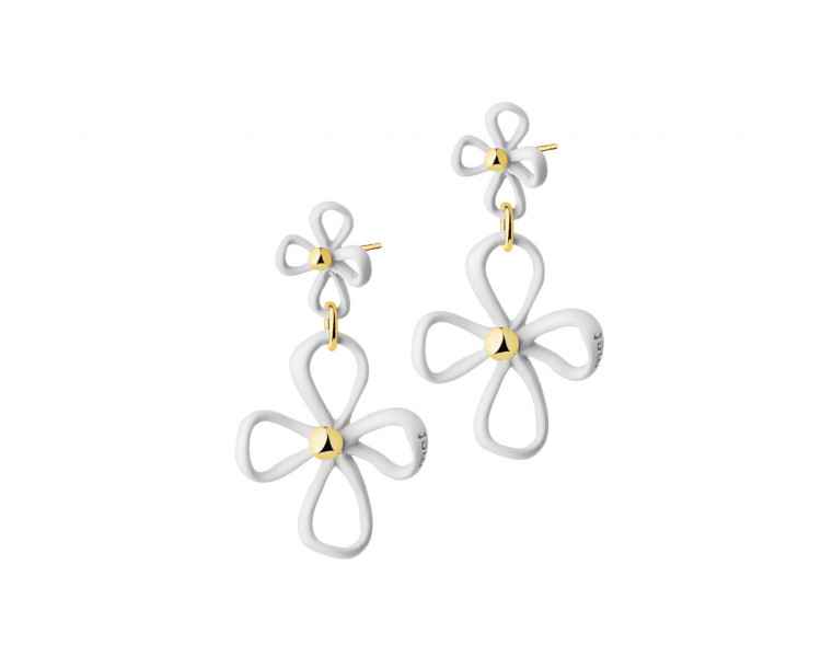 Gold-plated brass earrings - flowers
