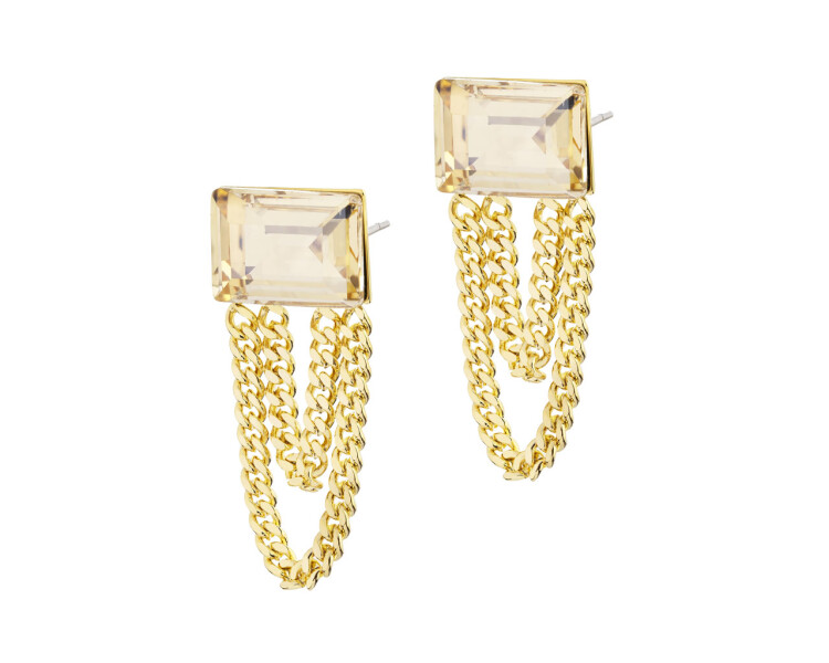 Gold-Plated Zinc Earrings with Glass