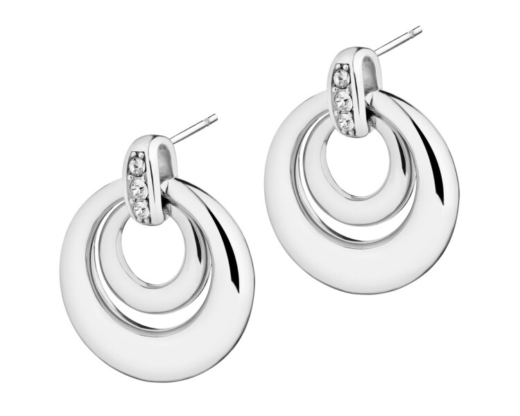 Rhodium-Plated Brass Earrings with Crystal