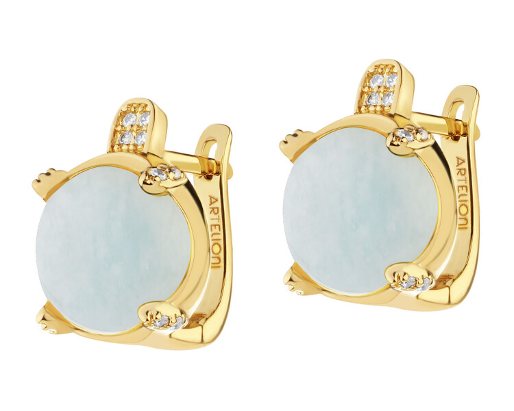 Gold-Plated Brass Earrings with Amazonite