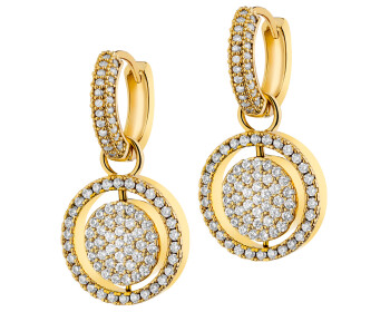 Gold-Plated Brass Dangling Earring with Cubic Zirconia