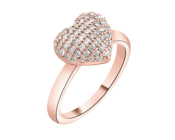 Pozlacený prsten z mosazi se zirkony - srdce