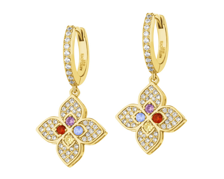 Pozlacené náušnice z mosazi se zirkony