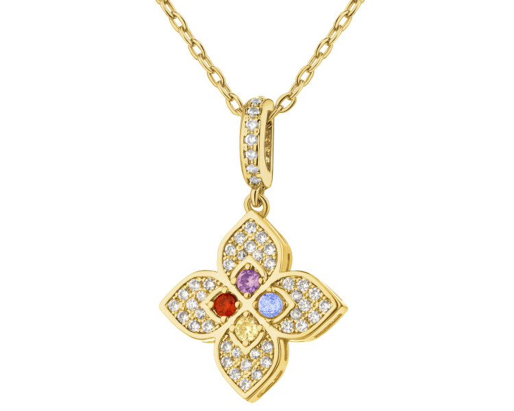 Pozlacený náhrdelník z mosazi se zirkony