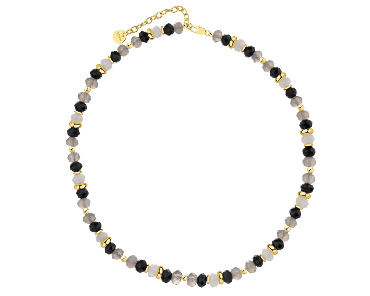 Pozlacený náhrdelník z mosazi s acháty a křemeny