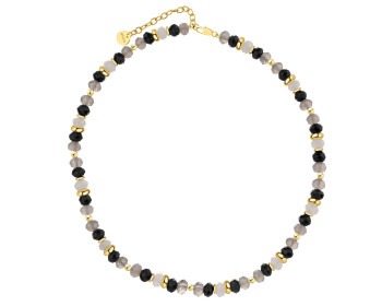 Pozlacený náhrdelník z mosazi s acháty a křemeny