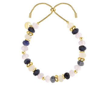 Pozlacený náramek z mosazi se sodality a křemeny