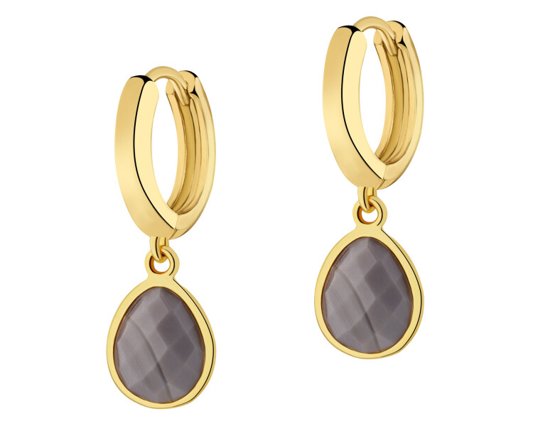 Pozlacené náušnice z mosazi s acháty