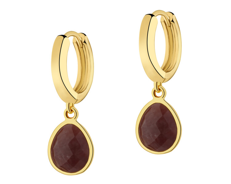 Pozlacené náušnice z mosazi s acháty