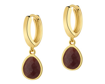 Pozlacené náušnice z mosazi s acháty