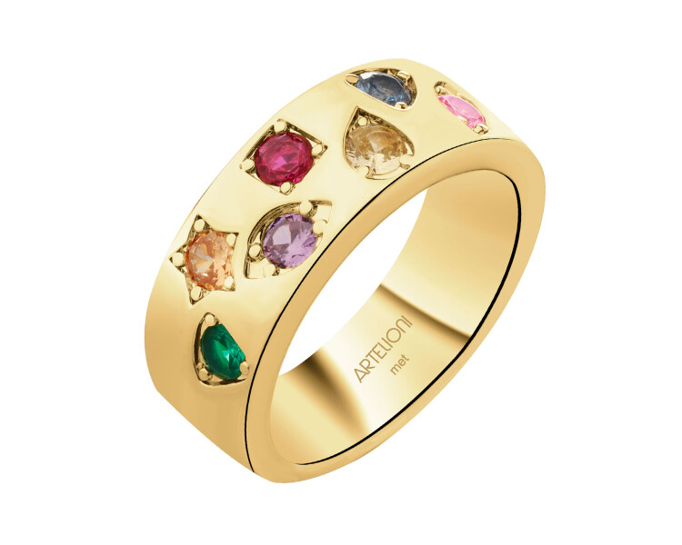 Pozlacený prsten z mosazi se zirkony