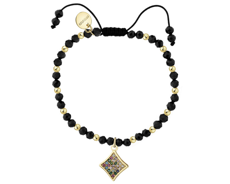 Pozlacený náramek z mosazi se zirkony a spinely – káry