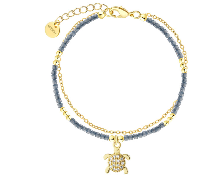 Pozlacený náramek z mosazi se zirkony – želva