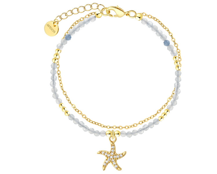 Pozlacený náramek z mosazi se zirkony – hvězdice