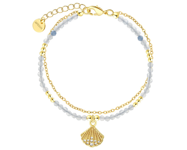 Pozlacený náramek z mosazi se zirkony – mušle