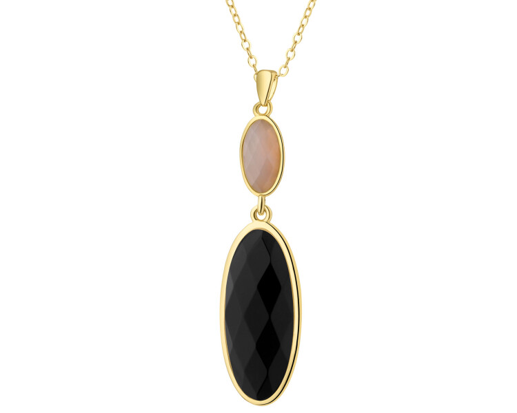 Pozlacený náhrdelník z mosazi s acháty