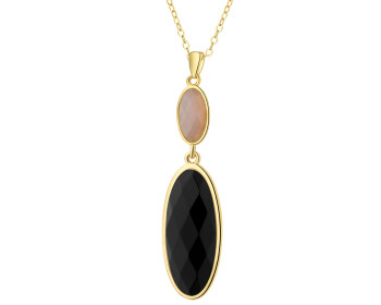 Pozlacený náhrdelník z mosazi s acháty