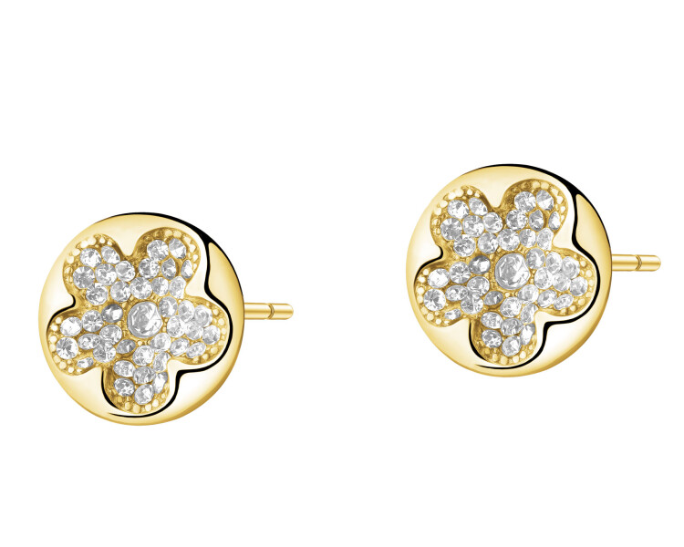 Náušnice z ušlechtilé oceli s krystaly - květ