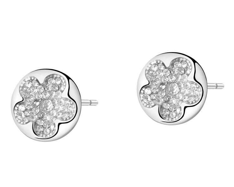 Náušnice z ušlechtilé oceli s krystaly - květ