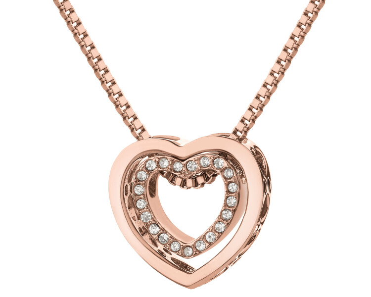 Náhrdelník z ušlechtilé oceli s krystaly - srdce