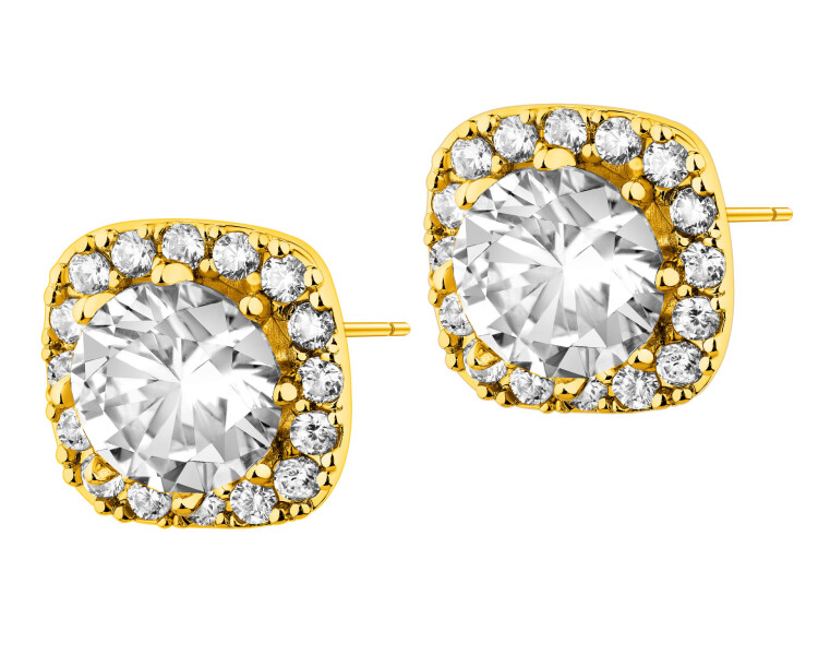 Pozlacené náušnice z mosazi se zirkony