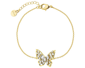 Pozlacený náramek z mosazi se zirkony – motýl