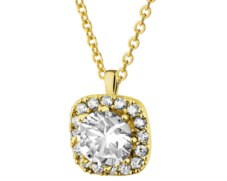 Pozlacený náhrdelník z mosazi se zirkony