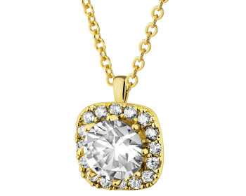 Pozlacený náhrdelník z mosazi se zirkony