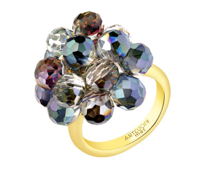 Gold-Plated Brass Ring with Glass