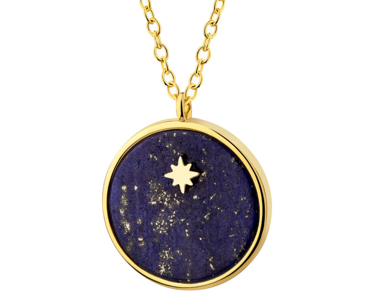 Gold-Plated Brass Necklace with Lapis Lazuli