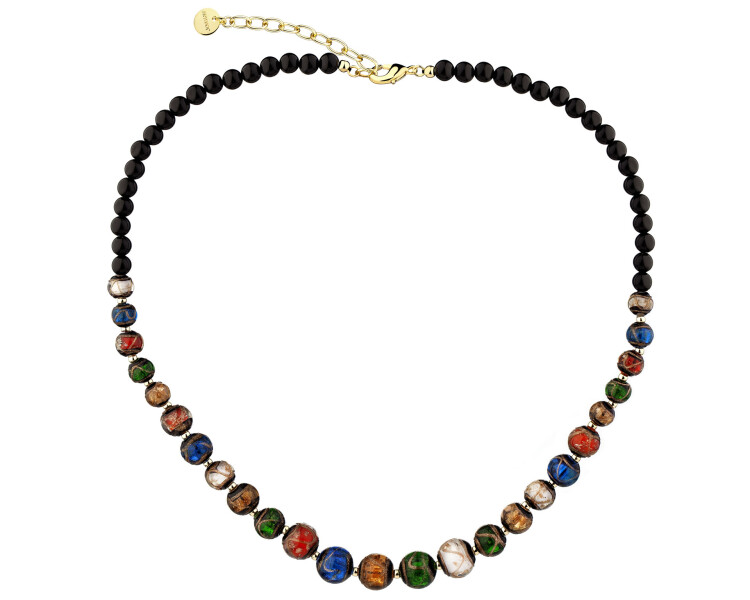 Gold-Plated Brass Necklace with Glass