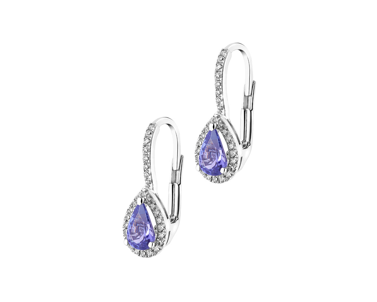 White Gold Diamond Tanzanite Earrings Artelioni
