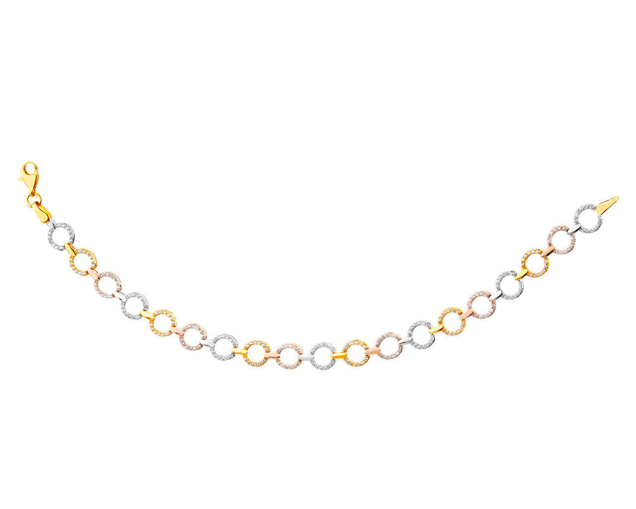 8ct Yellow Gold White Pink Bracelet With Cubic Zirconia 8ct Yellow Gold White Pink Bracelet With Cubic Zirconia
