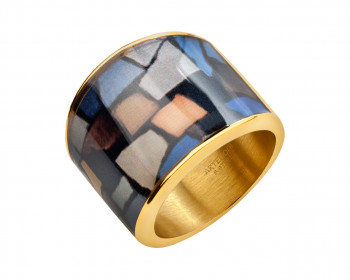 Stainless steel and enamel ring