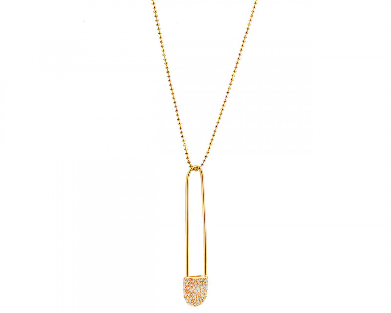 Gold plated brass necklace with cubic zirconia