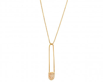Gold plated brass necklace with cubic zirconia