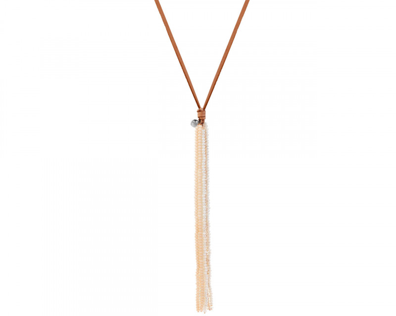 Glass bead tassel pendant necklace