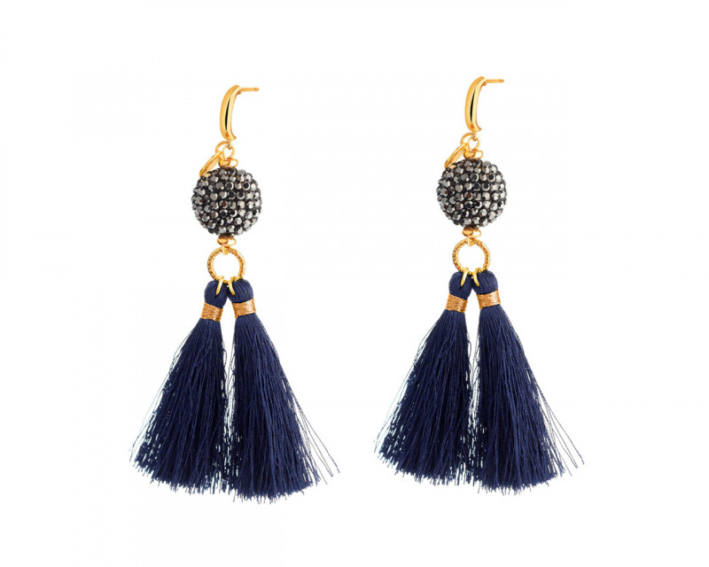 GOLD-PLATED BRASS EARRINGS WITH GLASS