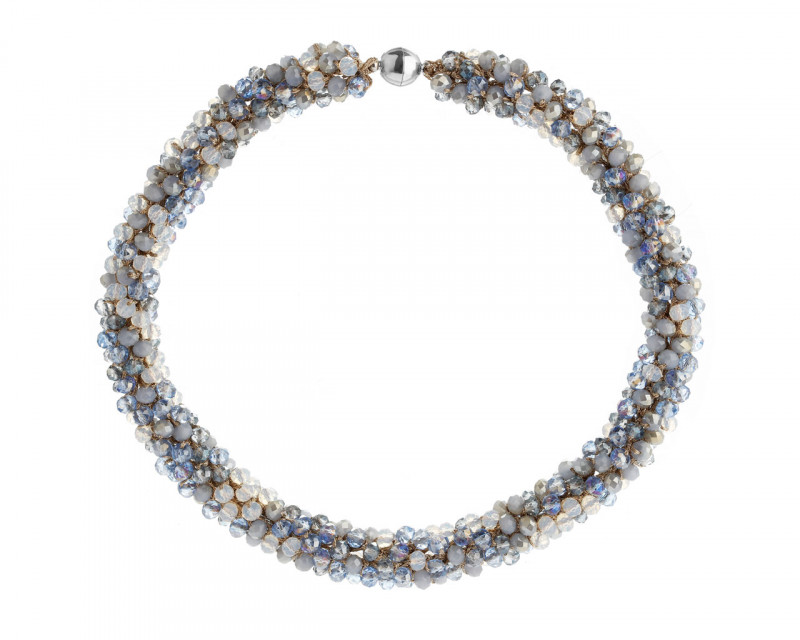 Stainless Steel, Polyester Necklace with Glass