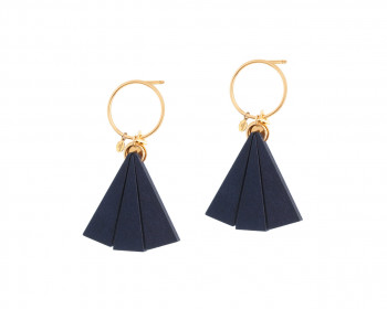 Gold Plated Earrings with Wooden Elements
