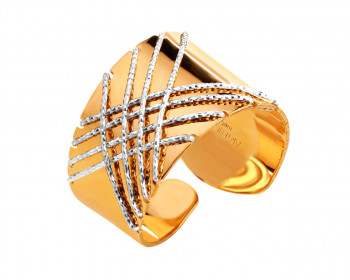 Rhodium-Plated Bronze, Gold-Plated Bronze Ring 