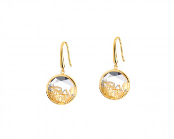 Gold-Plated Brass, Gold-Plated Silver Earrings with Citrine