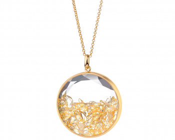 Gold-Plated Brass Necklace with Citrine