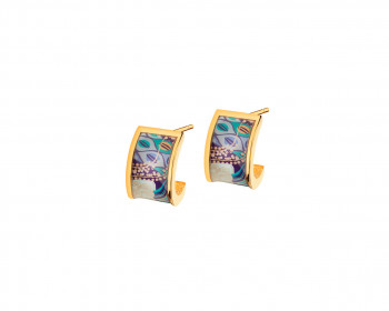 Gold-Plated Brass, Gold-Plated Silver & Enamel Earrings 