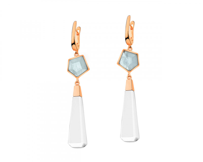 Gold-Plated Brass Earrings with Aquamarine