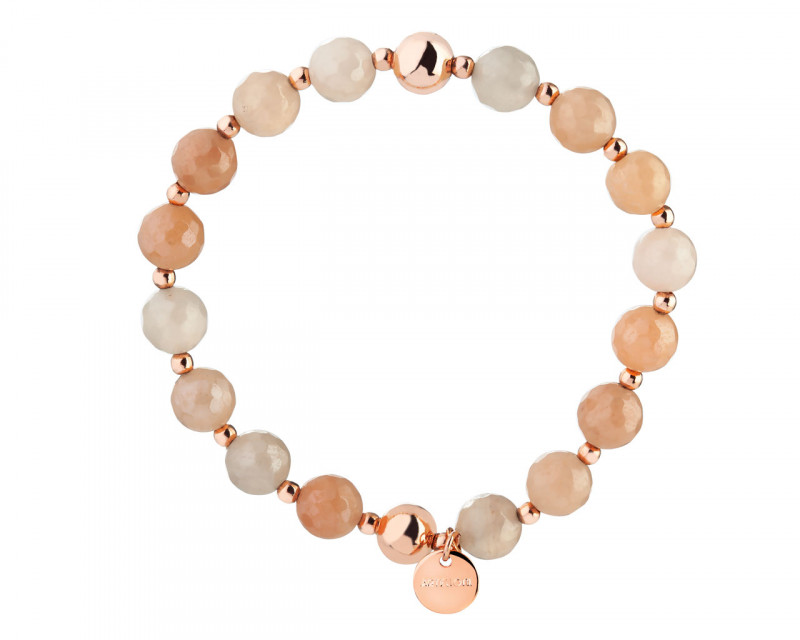 Gold Plated Brass Bracelet with Calcite Beads