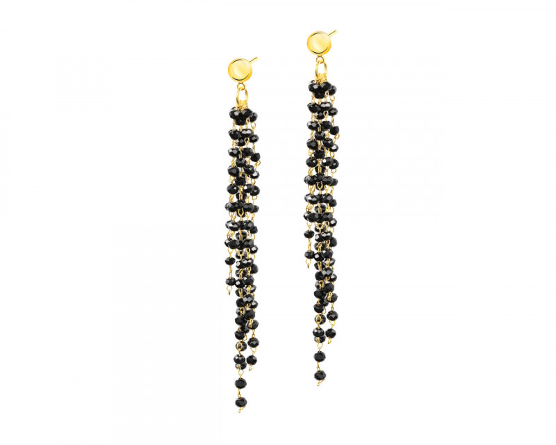 Gold-Plated Brass, Gold-Plated Silver Earrings with Glass