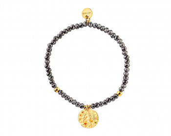 Gold Plated Brass Bracelet with Hematite and Cubic Zirconia - Virgo